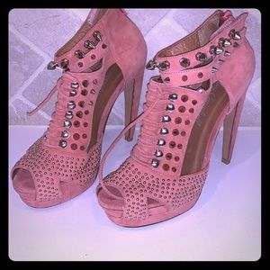 Jeffrey Campbell Suede Pink Suede Studded Heels